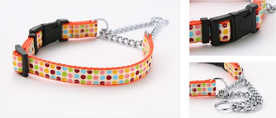 犬 首輪 ラロック アミット バックル付きの装着しやすいハーフチェーン