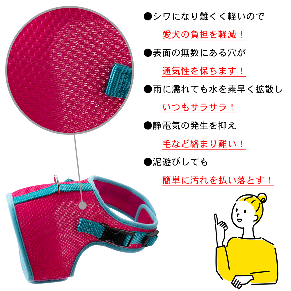 犬 ハーネス ラロック シンプルベストハーネス メッシュ 超小型犬用・小型犬用胴輪 メール便のみ送料無料 リードは別売 |  | 25