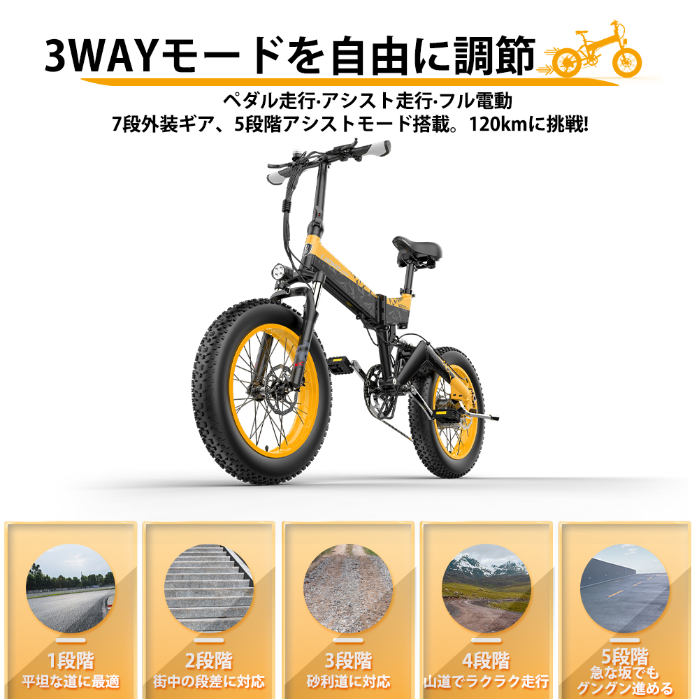 折り畳み電動自転車 モペット フル電動自転車 1000W 電動マウンテン