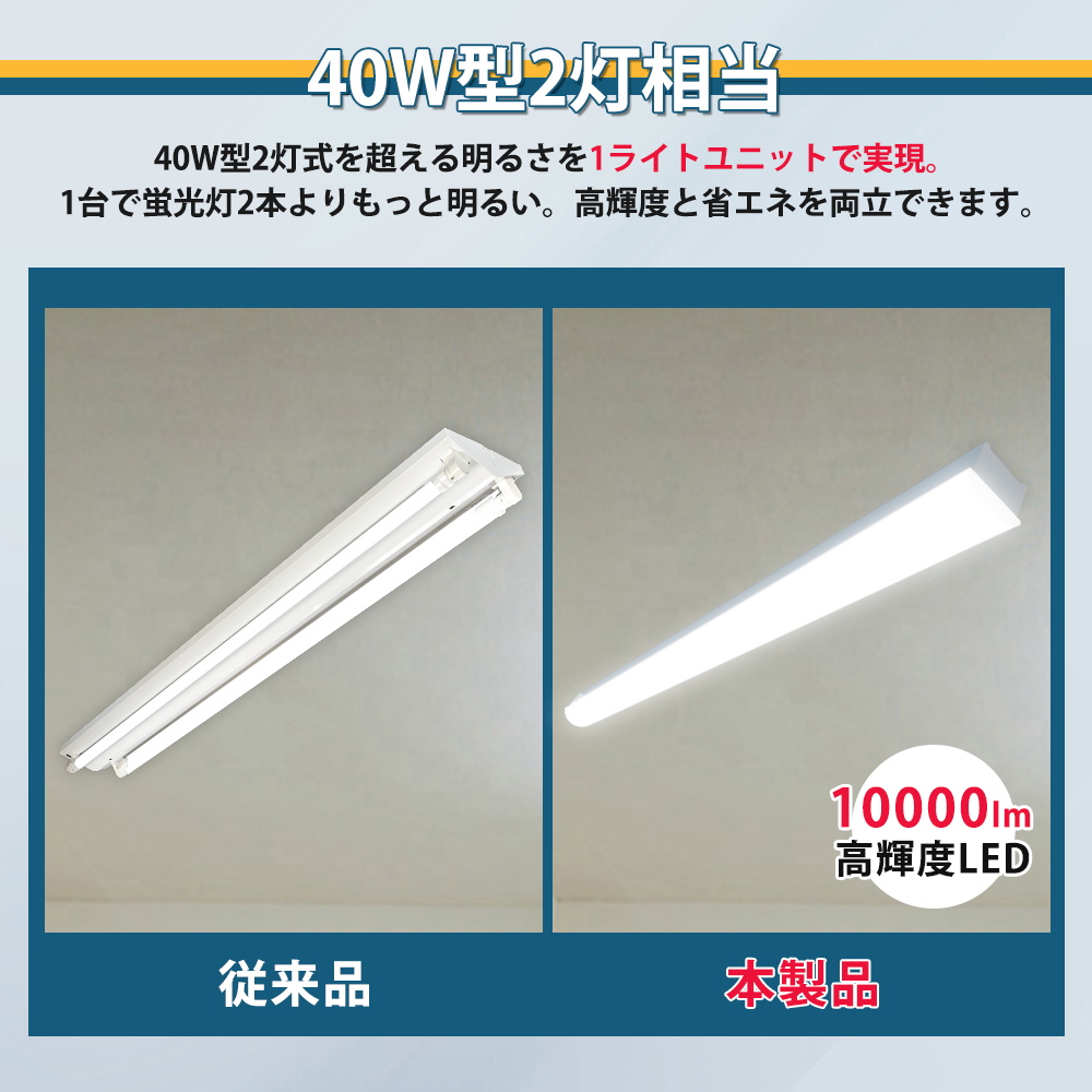 ゼンスイライト120cm x 2本 LEDベースライト 一体型LEDライト LED蛍光灯 直付形 薄型