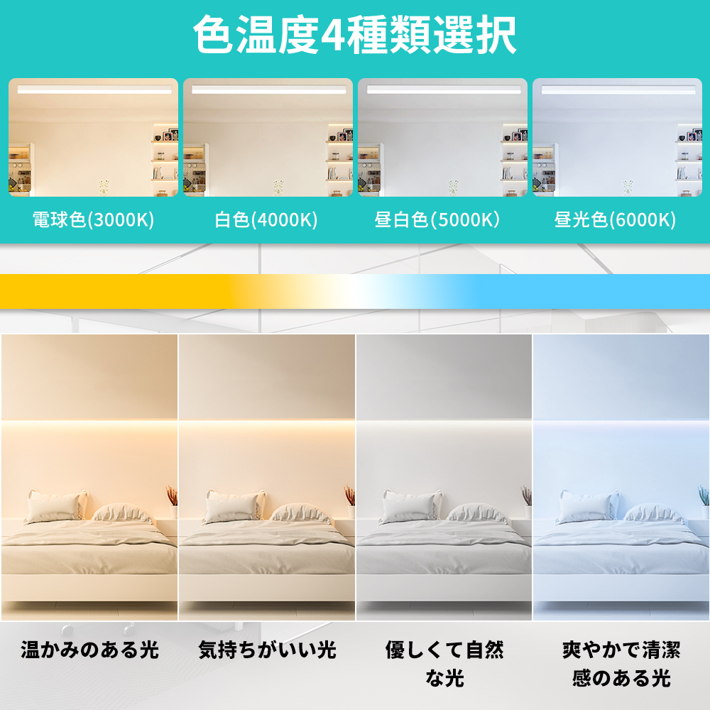 【特価 100本セット】LED蛍光灯 器具一体型 40W型 直管型 T5 120cm 昼光色/昼白色/白色/電球色  LEDベースライト スイッチコード付 15本連結可 送料無料 1年保証の画像