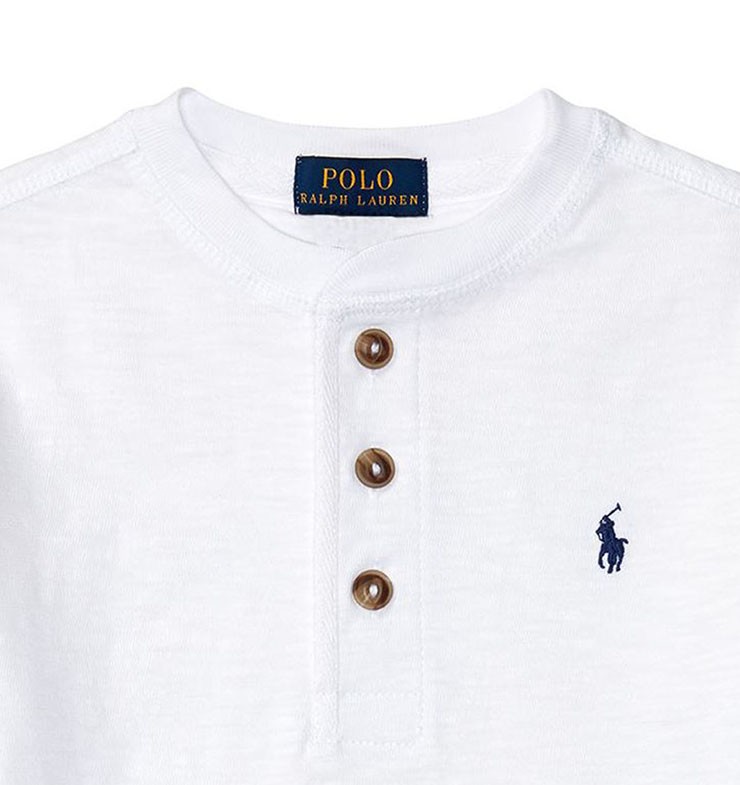 【POLO RALPH LAUREN】テリー 半袖 ホワイト ヘンリー シャツ POLO RALPH LAUREN ポロ ラルフローレン サーマル ワッフル