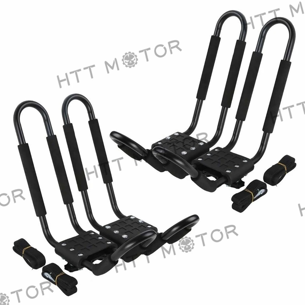 【並行輸入品】 2 ペアs Kayak Ski サーフ Snowboard 汎用 ルーフ マウント クロス J- ラック BMW アウディ ベンツ フォード ランドローバー ダッジ ジャガー
