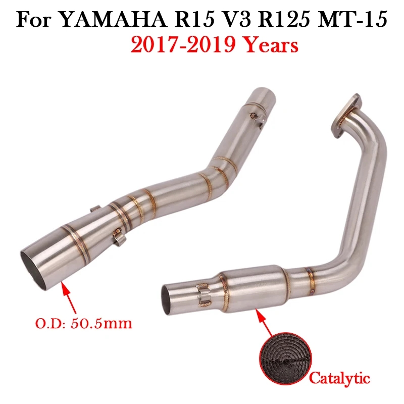 【並行輸入品】 Sリップ-On ヤマハ YZF-R15 YZF R15 V3 R125 MT15 MT-15 2017年 - 2021年 バイク エキゾースト エスケープ モト マフラー フロント ミドル パイの画像