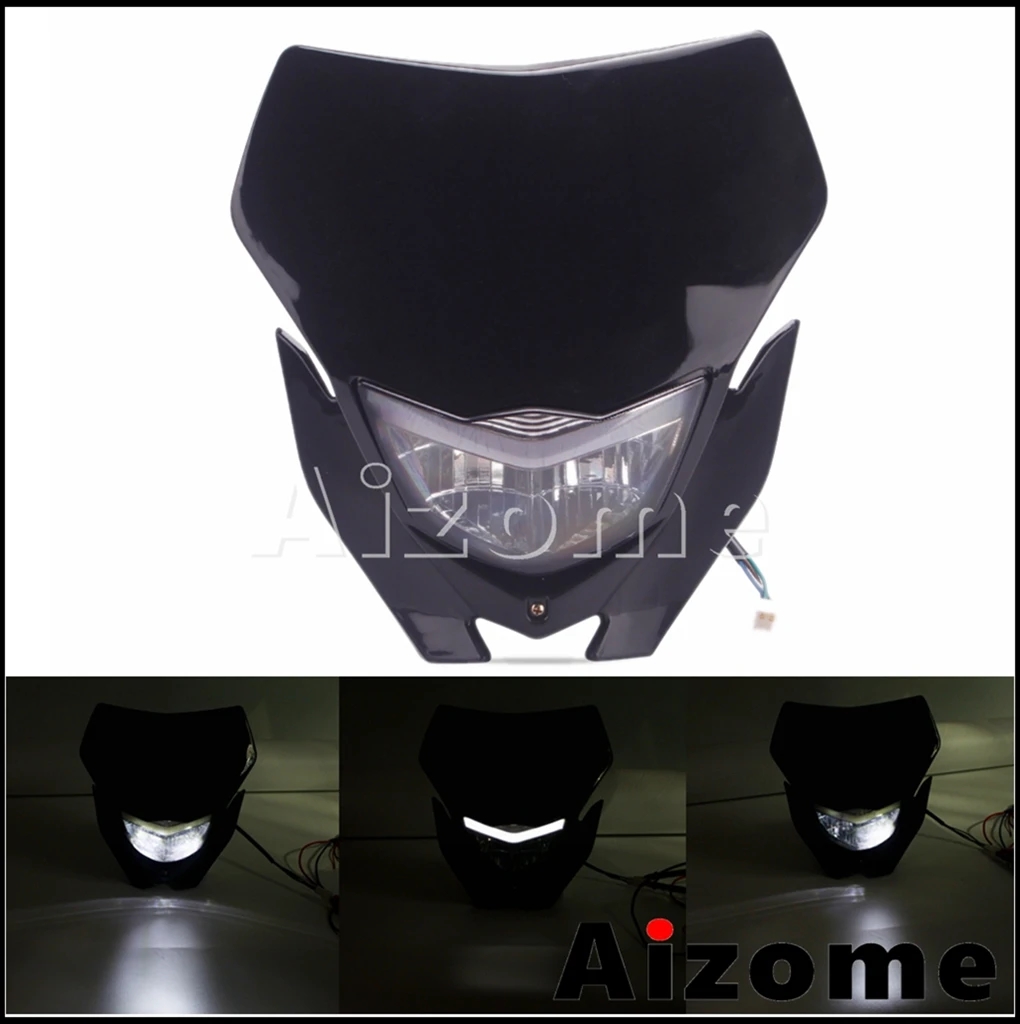 【並行輸入品】 ホワイト ブルー WR LED スポーツ モトクロス ヘッド ライト ランプ フェアリング ホンダ スズキ カワサキ ヤマハ WR 250 450 CRF 125 85 KXF_5