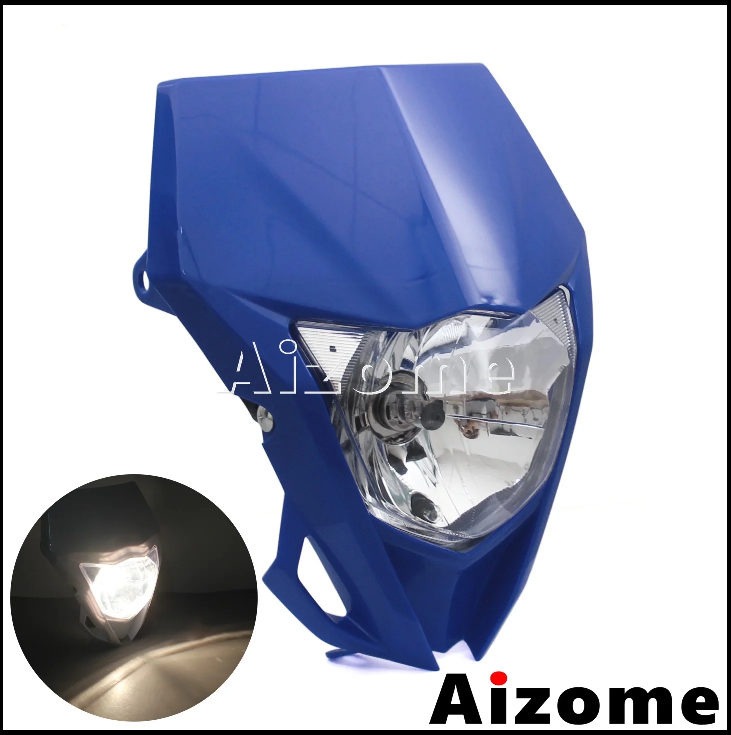【並行輸入品】 ホワイト ブルー WR LED スポーツ モトクロス ヘッド ライト ランプ フェアリング ホンダ スズキ カワサキ ヤマハ WR 250 450 CRF 125 85 KXF_10