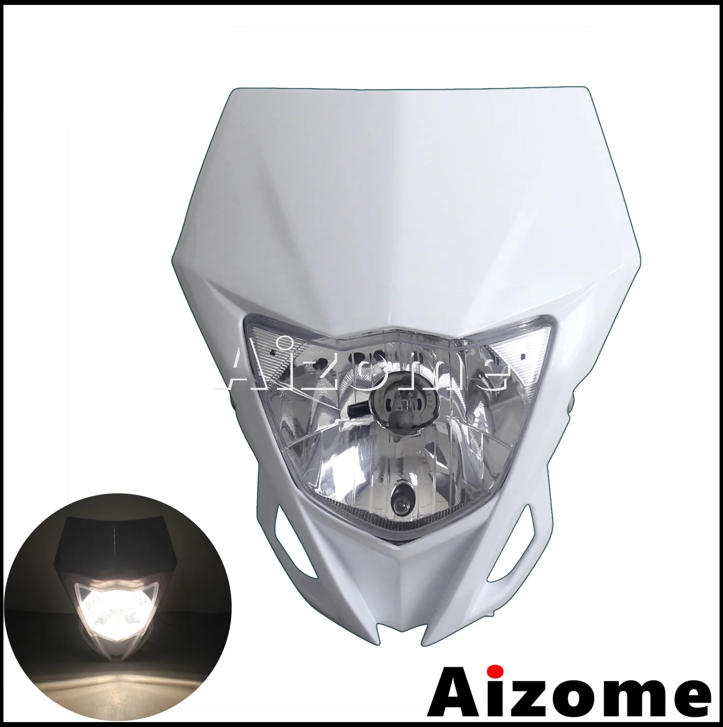 【並行輸入品】 ホワイト ブルー WR LED スポーツ モトクロス ヘッド ライト ランプ フェアリング ホンダ スズキ カワサキ ヤマハ WR 250 450 CRF 125 85 KXF_13
