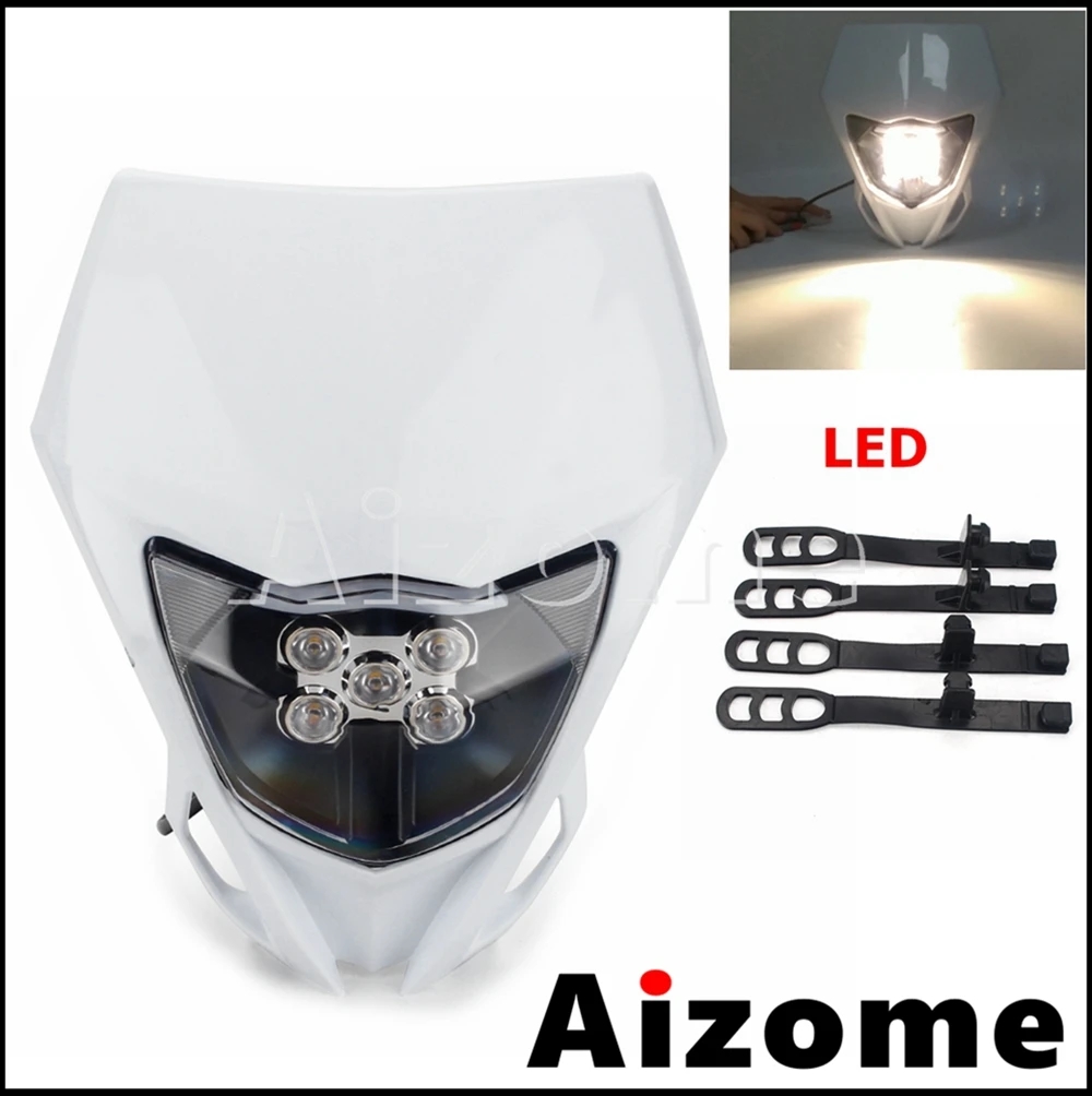 【並行輸入品】 ホワイト ブルー WR LED スポーツ モトクロス ヘッド ライト ランプ フェアリング ホンダ スズキ カワサキ ヤマハ WR 250 450 CRF 125 85 KXF_14