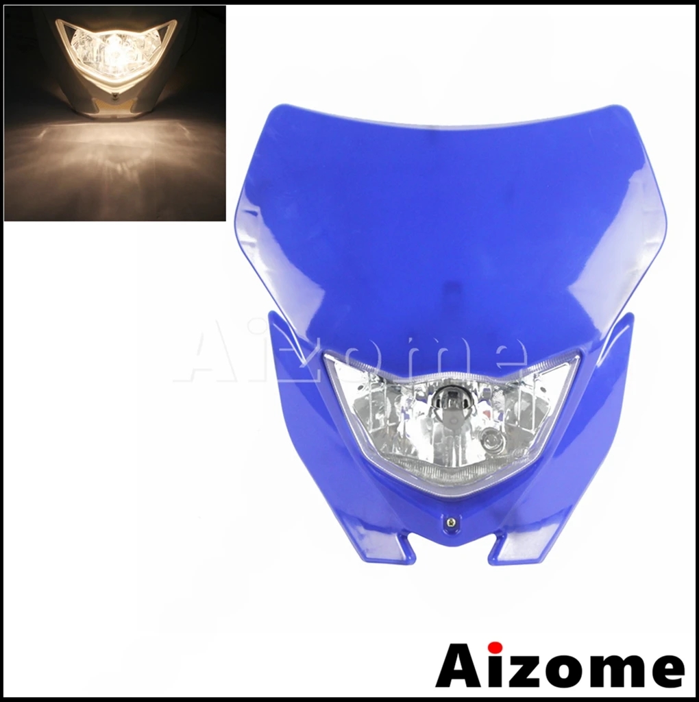 【並行輸入品】 ホワイト ブルー WR LED スポーツ モトクロス ヘッド ライト ランプ フェアリング ホンダ スズキ カワサキ ヤマハ WR 250 450 CRF 125 85 KXF_1