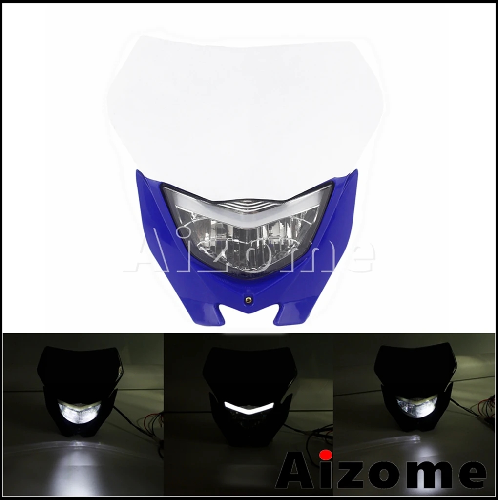 【並行輸入品】 ホワイト ブルー WR LED スポーツ モトクロス ヘッド ライト ランプ フェアリング ホンダ スズキ カワサキ ヤマハ WR 250 450 CRF 125 85 KXF_2