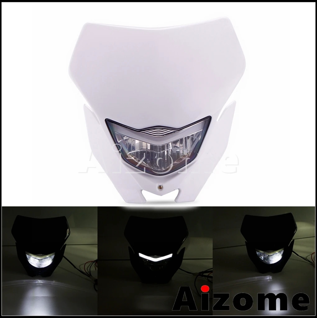 【並行輸入品】 ホワイト ブルー WR LED スポーツ モトクロス ヘッド ライト ランプ フェアリング ホンダ スズキ カワサキ ヤマハ WR 250 450 CRF 125 85 KXF_4