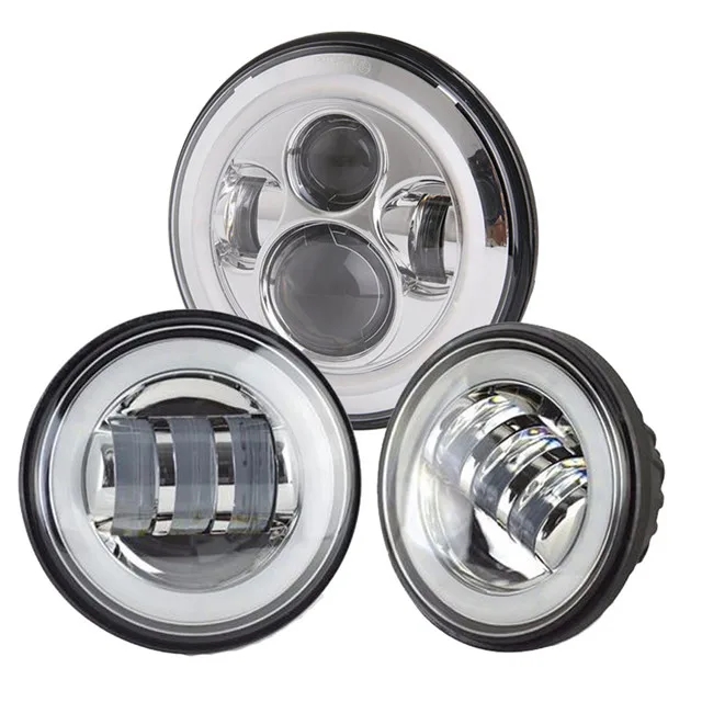 【並行輸入品】 OTBS 7 インチ LED ヘッドライト 4.5 インチes フォグ ライト ハーレー ウルトラ クラシック エレクトラグライド ウルトラ ストリートグライドの画像