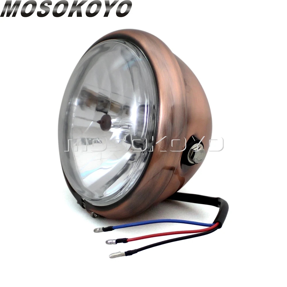 【並行輸入品】 ヴィンテージ ブラウン ベゼル 6\" H4 12V ヘッドライト マウント ブラケット ハーレー Old School チョッパー ボバー カフェレーサー カスタムの画像