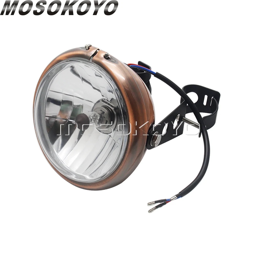 【並行輸入品】 ヴィンテージ ブラウン ベゼル 6\" H4 12V ヘッドライト マウント ブラケット ハーレー Old School チョッパー ボバー カフェレーサー カスタムの画像