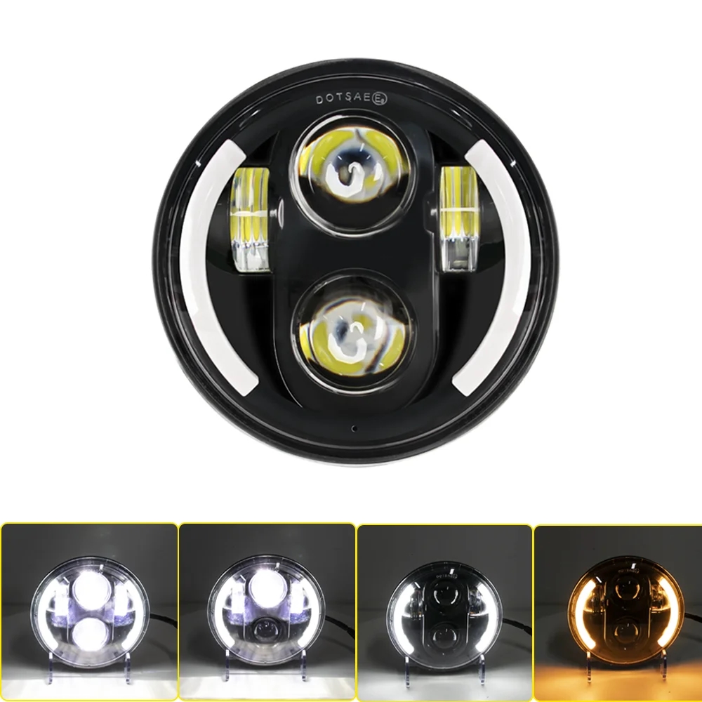 【並行輸入品】 ハーレー ダイナ アイアン 883 ストリートボブ FXDB VRSVD VRSCDX XG モト ランプ 5.75 インチ ヘッドライト 5 3/4\" DRL バイク ヘッドライトの画像
