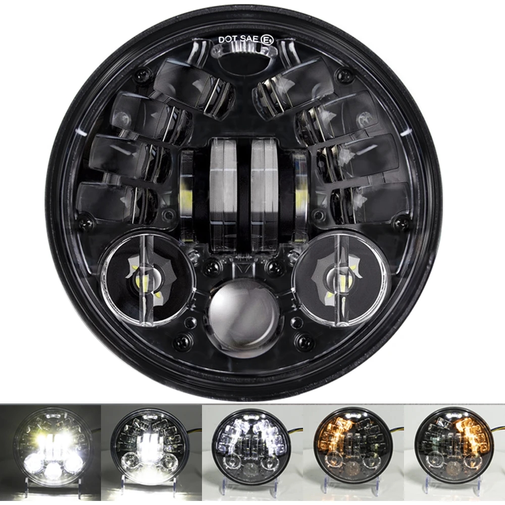 【並行輸入品】 ハーレー ダイナ アイアン 883 ストリートボブ FXDB VRSVD VRSCDX XG モト ランプ 5.75 インチ ヘッドライト 5 3/4\" DRL バイク ヘッドライトの画像
