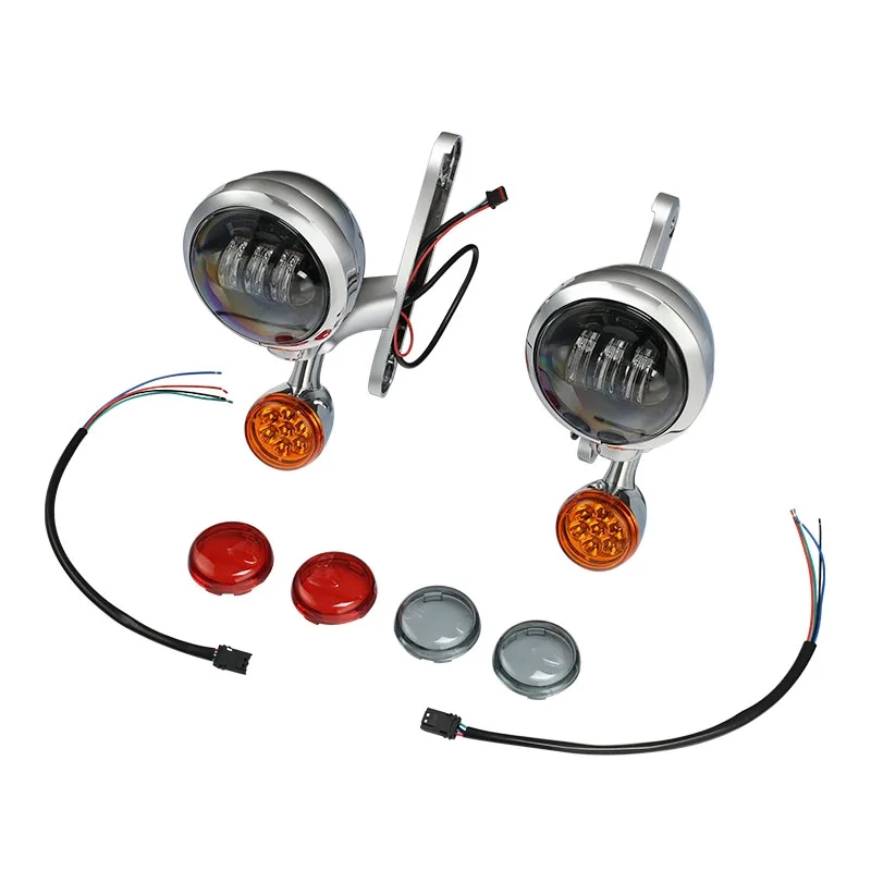 【並行輸入品】 バイク ウィンカー LED スポットライト フォグ ライト ハウジング ブラケット ハーレー エレクトラ ストリートグライド FLHX ロードキング 97-の画像