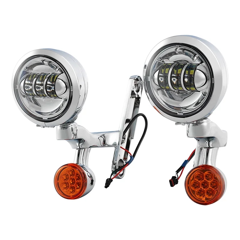 【並行輸入品】 バイク ウィンカー LED スポットライト フォグ ライト ハウジング ブラケット ハーレー エレクトラ ストリートグライド FLHX ロードキング 97-の画像