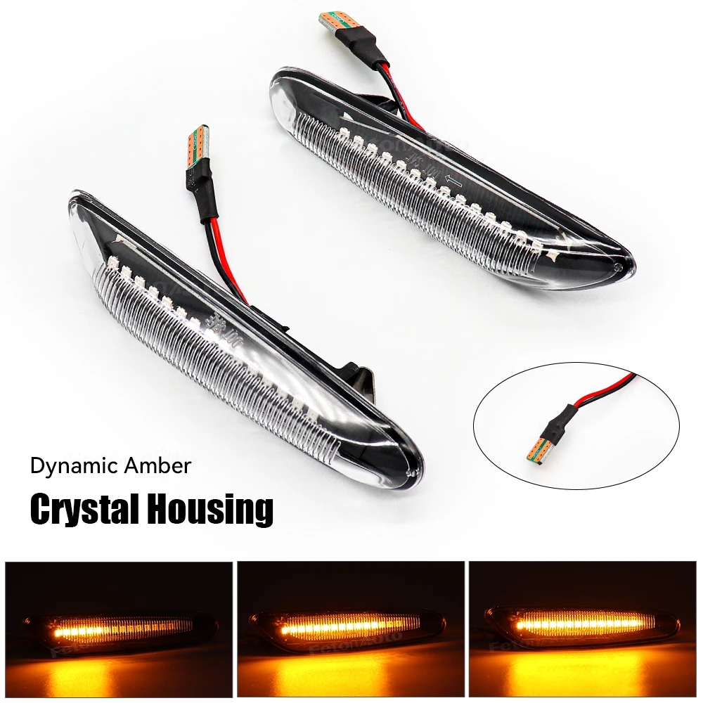 Asasytal Auto Zijrichtingaanwijzer, Amber LED Dynamische Buitenrichtingaanwijzer, Foutloze Zijrichtingaanwijzers Compatibel met BMW E90 E91 E92 E93 E81 E82 E83 E84 E87 E88 E60 E61 E46 E36, 2 Lampen