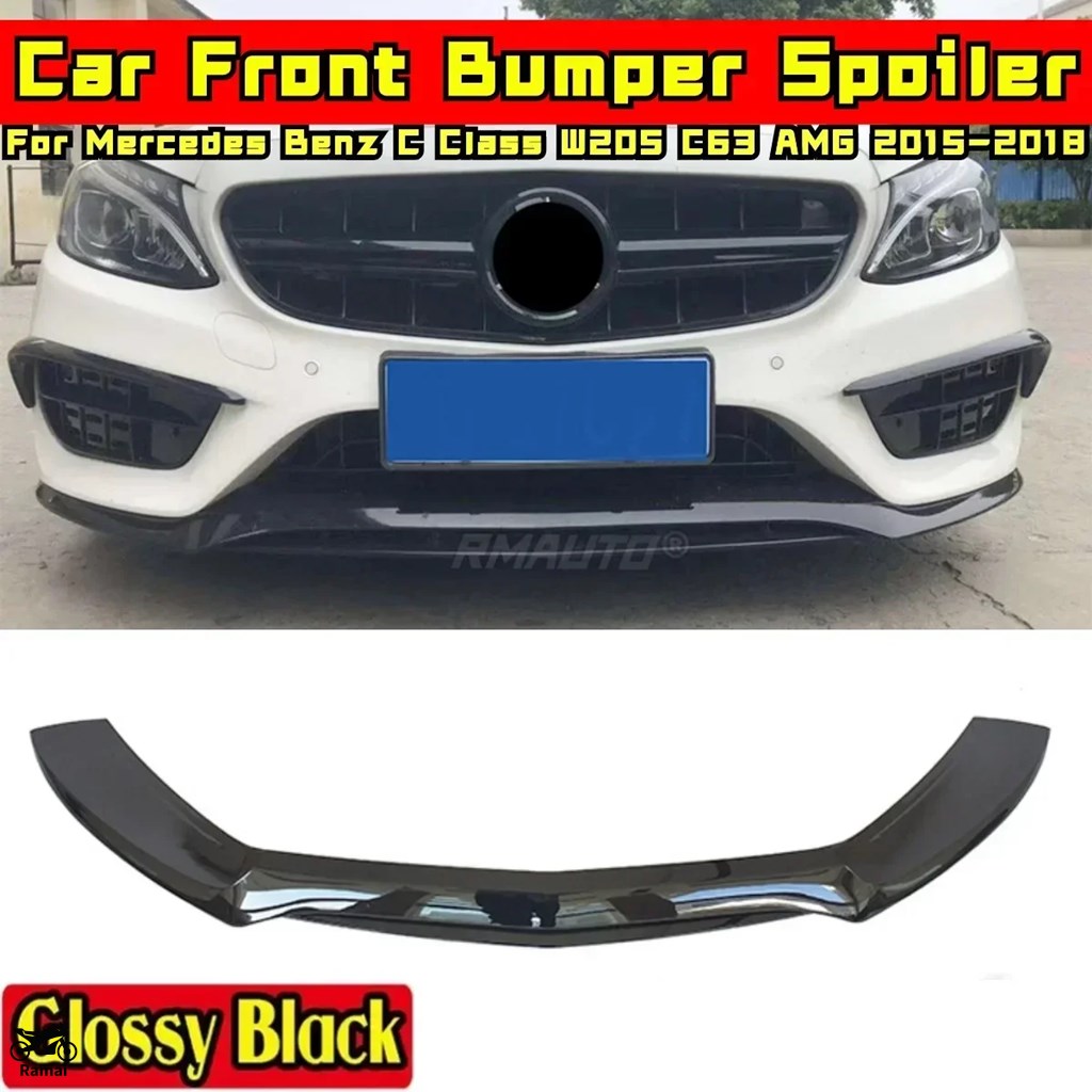 【並行輸入品】 W205 C63 AMG フロント バンパー スポイラー つやあり ブラック スポーツ ベンツ C クラス W205 C63 AMG 2015年-2018年 カスタム パーツの画像