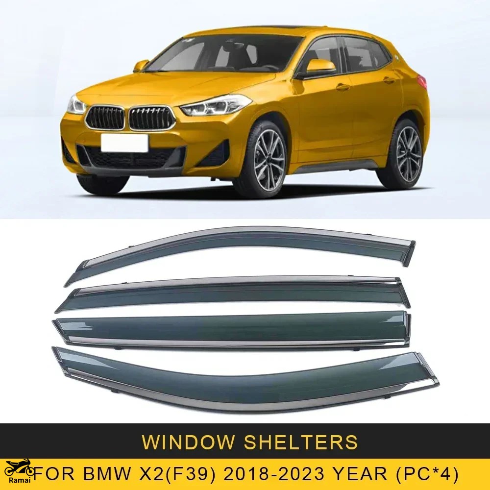 BMW X2(F39) 2018年-2023 ウィンドウ サン 雨 Shade バイザー シールド プロテクター カバー フレーム ステッカー Compatible With For X2 F39 2018 2019 2020 2021 2022車用サイドドア