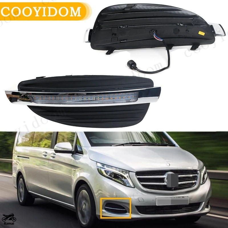 並行輸入品 シーケンシャル イエロー ウィンカー 12V DRL ランプ ベンツ V-クラス ヴィトー V250 V260 2016年 2017年 2018年 LED デイライト 走行 ライト_1