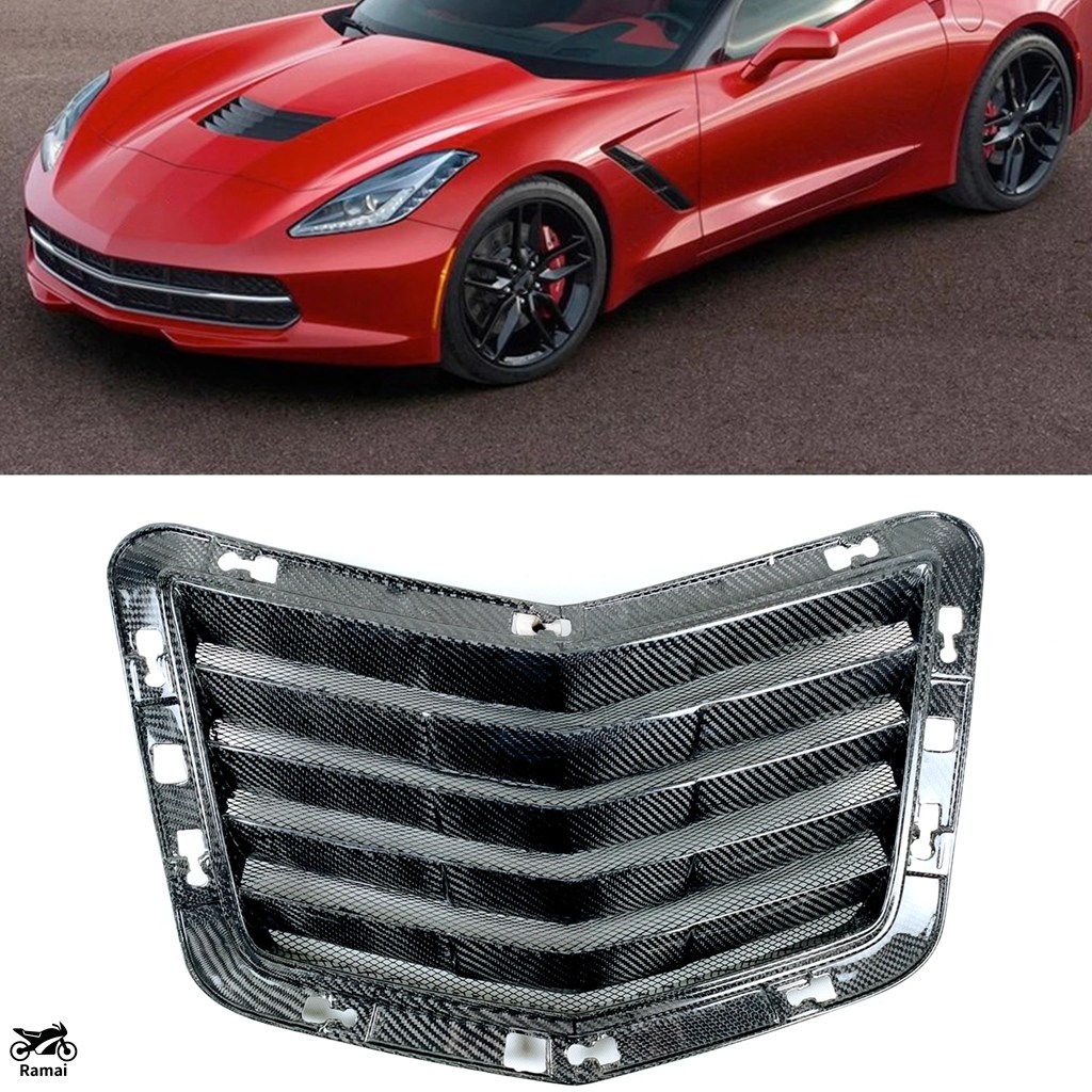 並行輸入品 フロント エンジン エアベント フード カバー シボレー コルベット C7 2014年-2019年 カーボン ボンネット Scoop Louver Duct カスタム パーツ_1