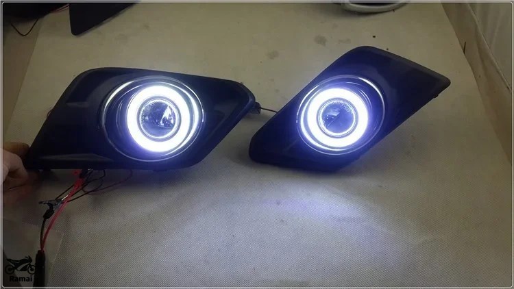 並行輸入品 トップ quality COB イカリング E13 プロジェクター レンズ フォグ ランプ 5 LED デイライト 走行 ライト ニッサン エクストレイル, ワン ペア_1