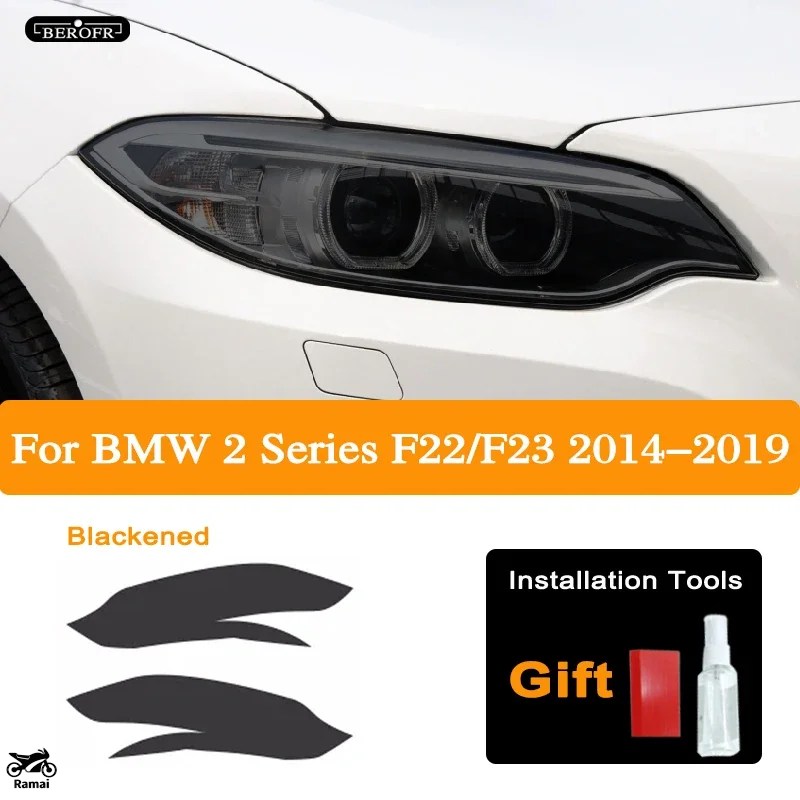 2 Pcs For BMW Series F22 F23 2014-2019 Car Headlight Tint Black ...