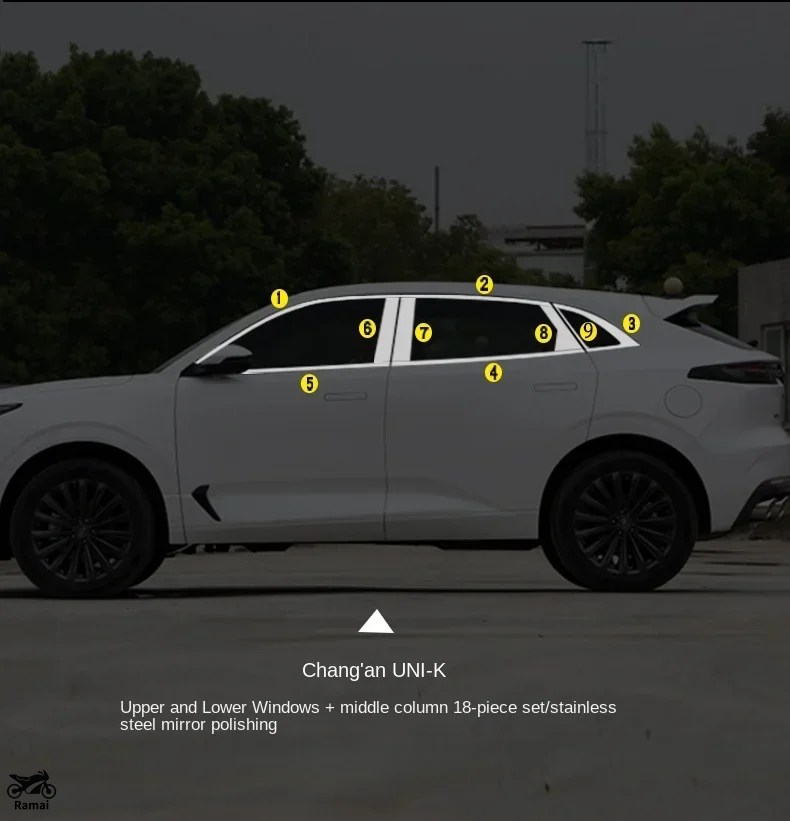 Changan UNIK 2021年-2023 ステンレス メッキ ウィンドウ BC ピラー サイド カバー |  | 02
