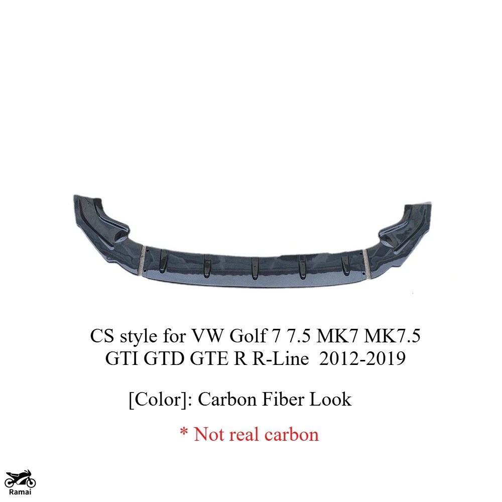 並行輸入品 CS VW ゴルフ 7 7.5 MK7 MK7.5 GTI GTD GTE R R-ライン 2012年-2019年 フロント バンパー リップ スポイラー スプリッター デュフューザー キッ_2