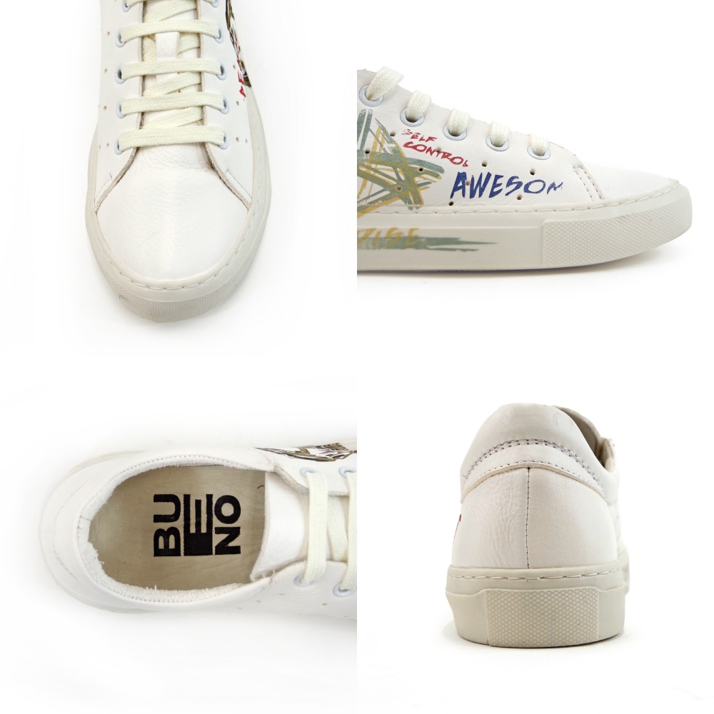 Bueno Shoes ブエノシューズトルコ製 レザースニーカー Q4704 ローカット ローテク レディース ローヒール カジュアル 本革 ペイント 落書き Bu w Q4704 Wh ランブルバイジーマ 通販 Yahoo ショッピング