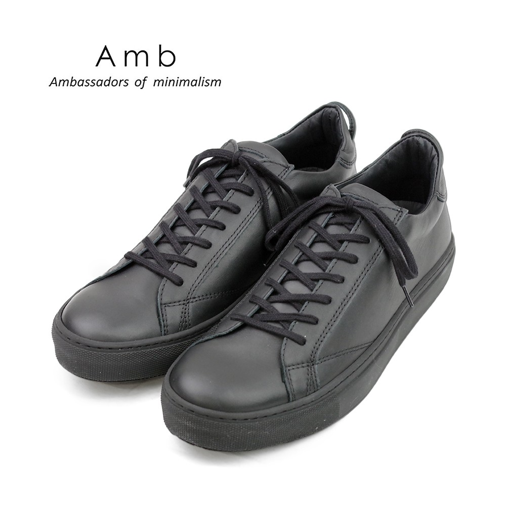 AMB エーエムビーレザー ローカットスニーカー(9838 archy) ブラック メンズ革靴