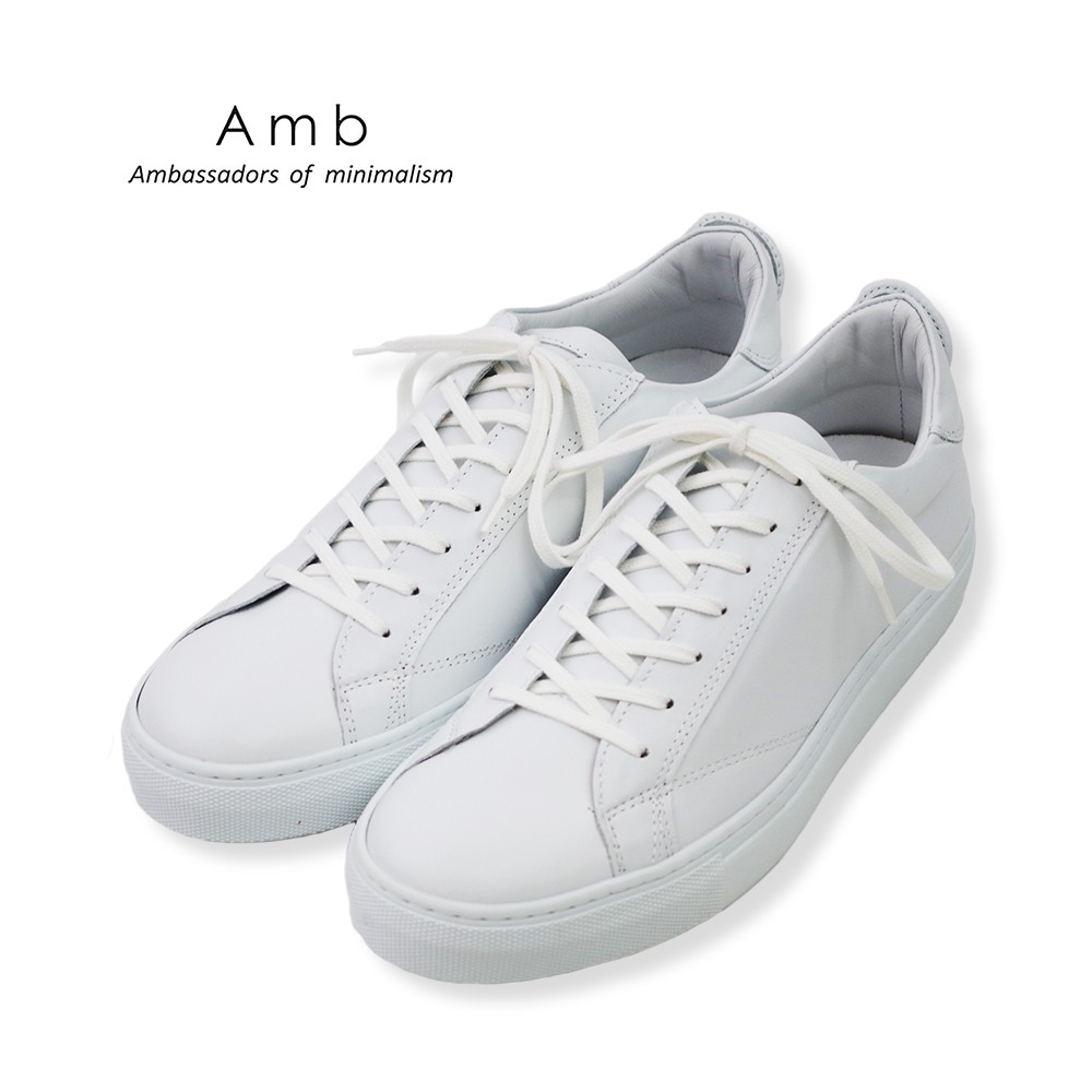 AMB エーエムビーレザー ローカットスニーカー (9838L) メンズシューズ ホワイト 白スニーカー レザースニーカー