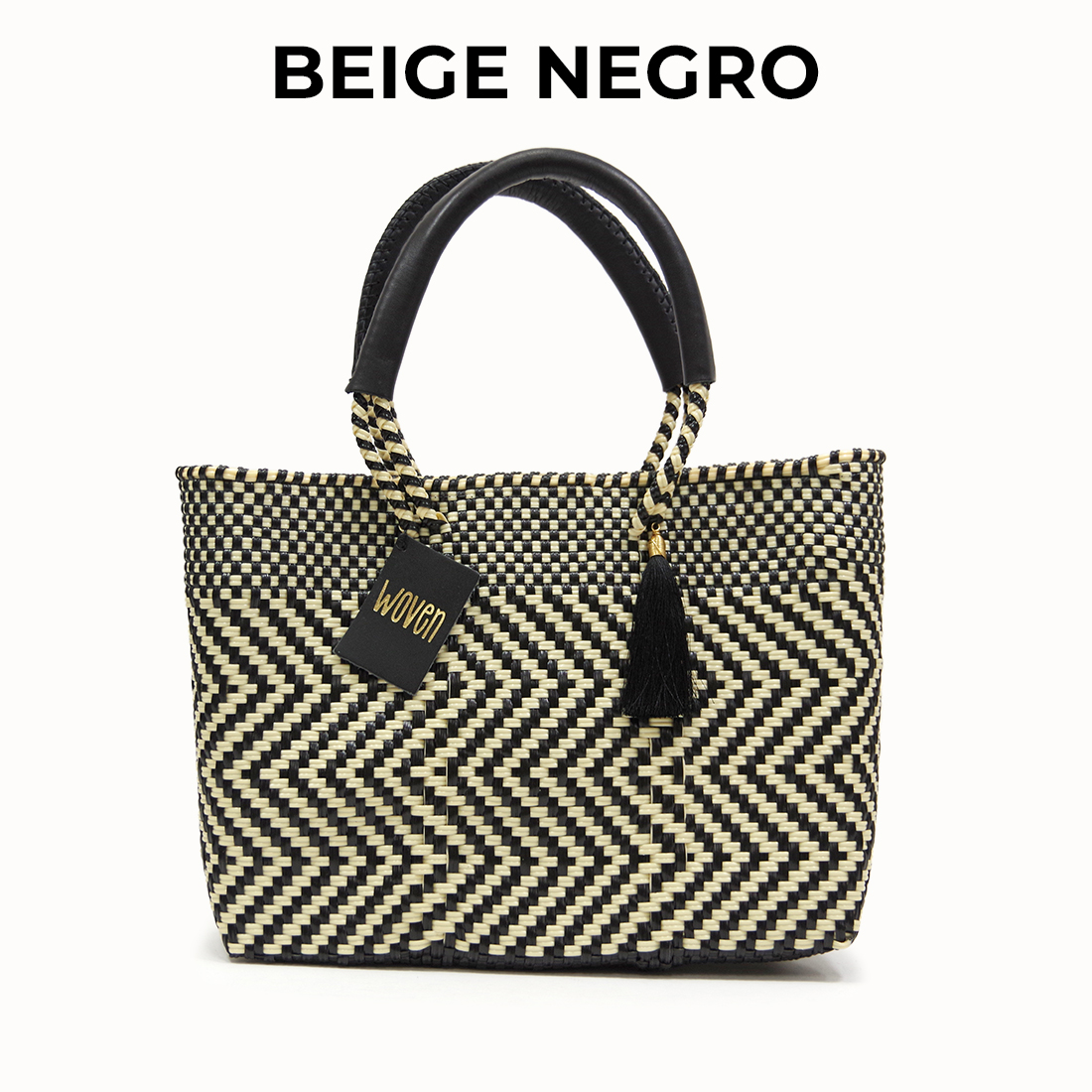 WOVEN 人気柄　トートバッグ ブラック/ベージュ WOVEN（ウーヴン） 【WOVEN ウーヴン】 Small Tote スモールトート 本
