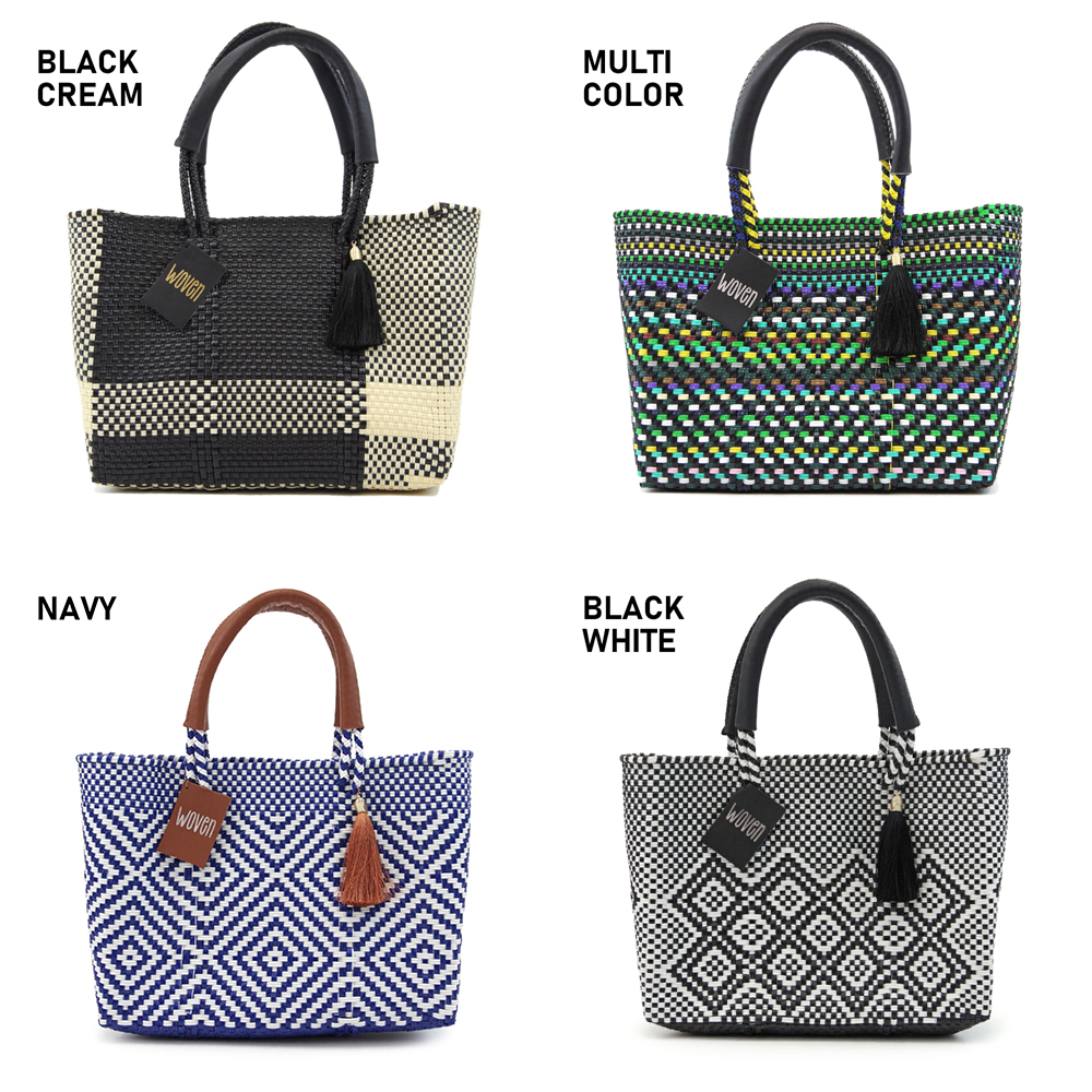 新品未開封 Woven ウーヴン メルカドバッグ Black×White WOVEN ウーヴン】メキシコ製 バスケットバッグ メルカドバッグ