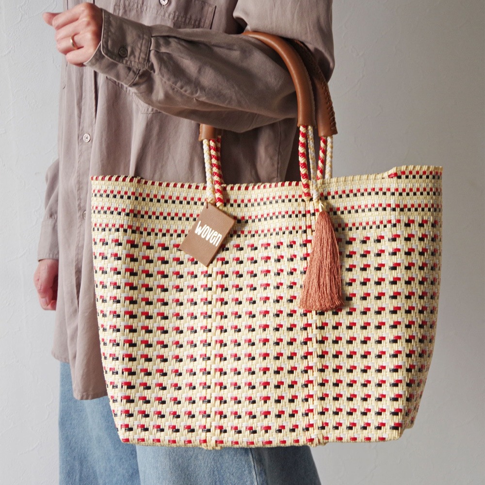 【新色追加】WOVEN ウーヴン Middle Tote ミドルトートメキシコ製 バスケットバッグ ミドルサイズ メルカドバッグ かごバッグ マルシェバッグ トートバッグ | WOVEN | 07