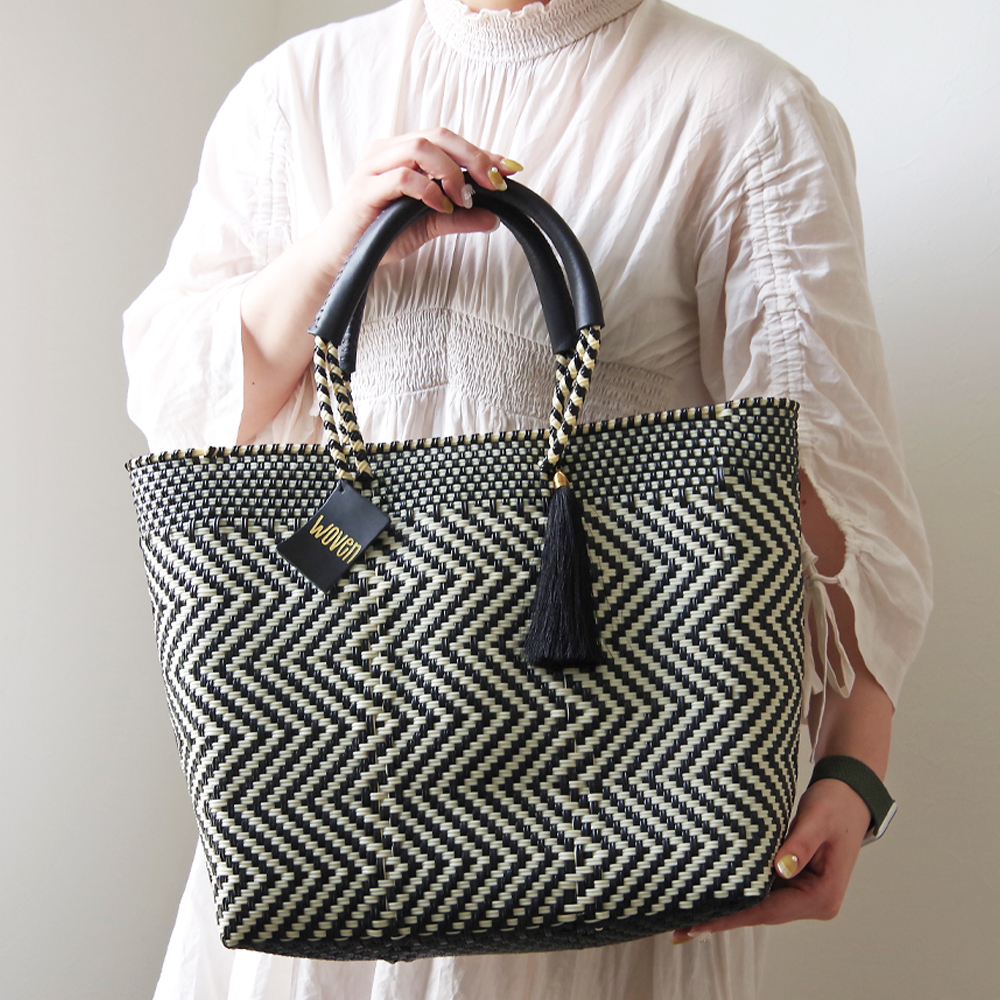 【新色追加】WOVEN ウーヴン Middle Tote ミドルトートメキシコ製 バスケットバッグ ミドルサイズ メルカドバッグ かごバッグ マルシェバッグ トートバッグ | WOVEN | 16