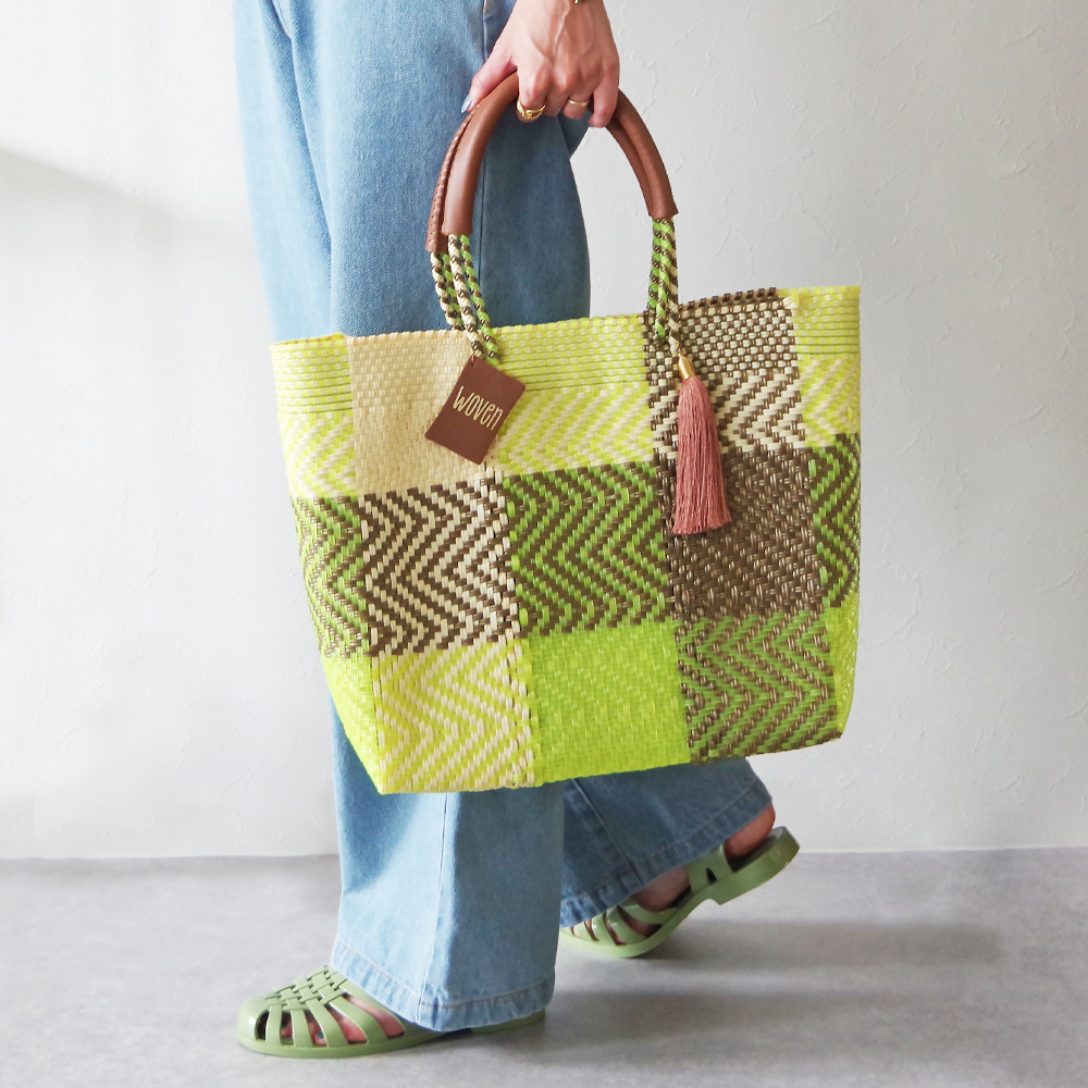【新色追加】WOVEN ウーヴン Middle Tote ミドルトートメキシコ製 バスケットバッグ ミドルサイズ メルカドバッグ かごバッグ マルシェバッグ トートバッグ | WOVEN | 17