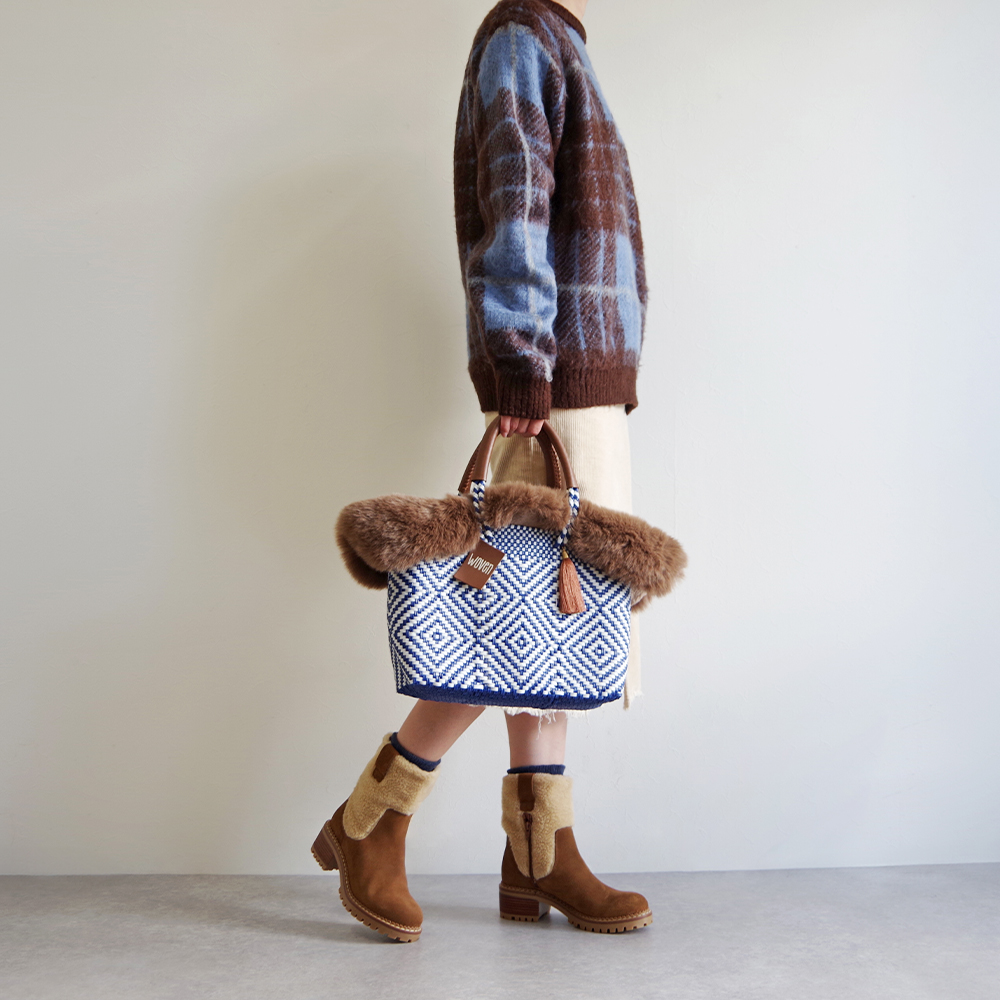 そ*た様 WOVEN かごバッグ メルカドバッグ ベージュ ファー付き 楽天市場】【2点セット SMALL】 WOVEN メルカドバッグ + ファー