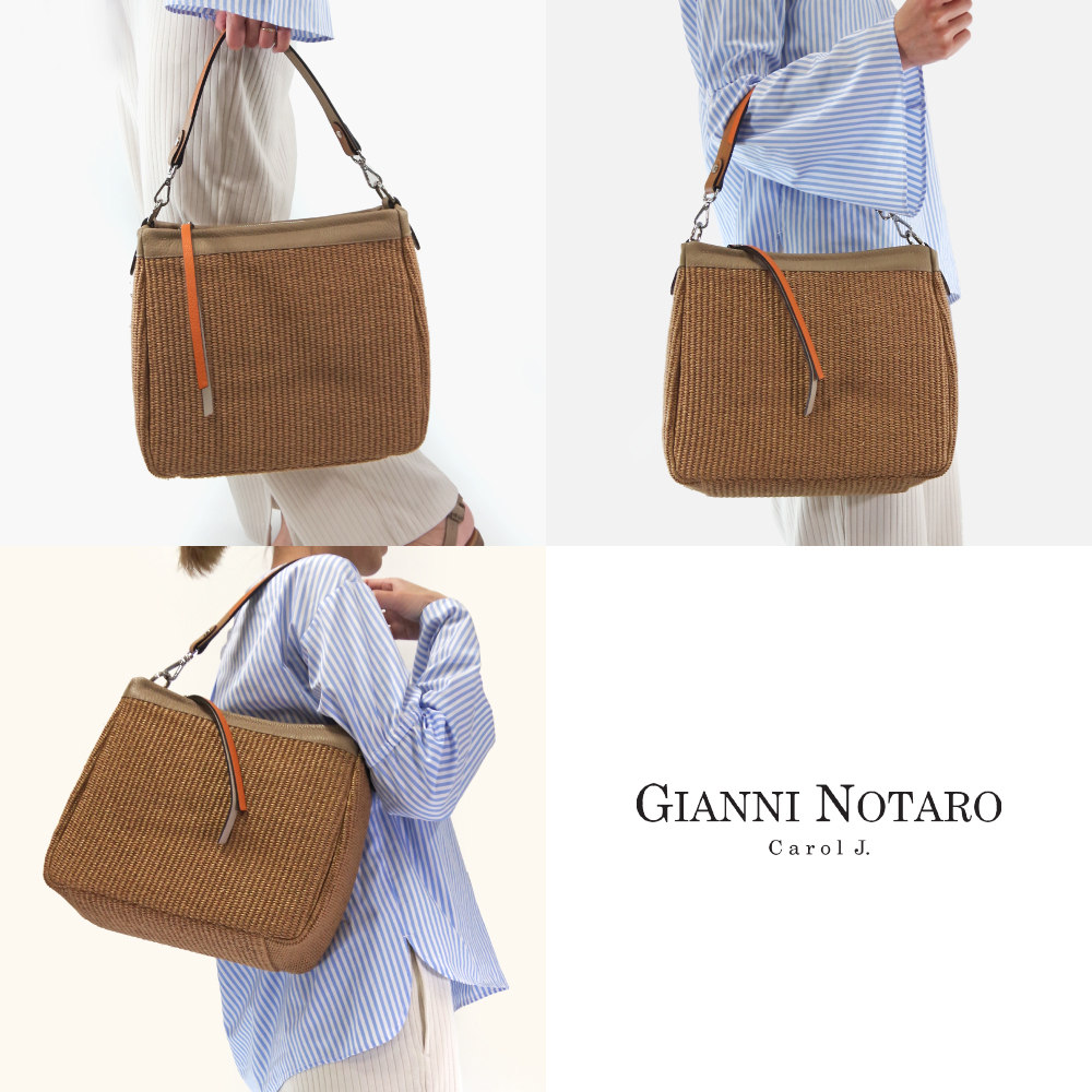GIANNI NOTARO ラフィアコンビミニハンドバッグ