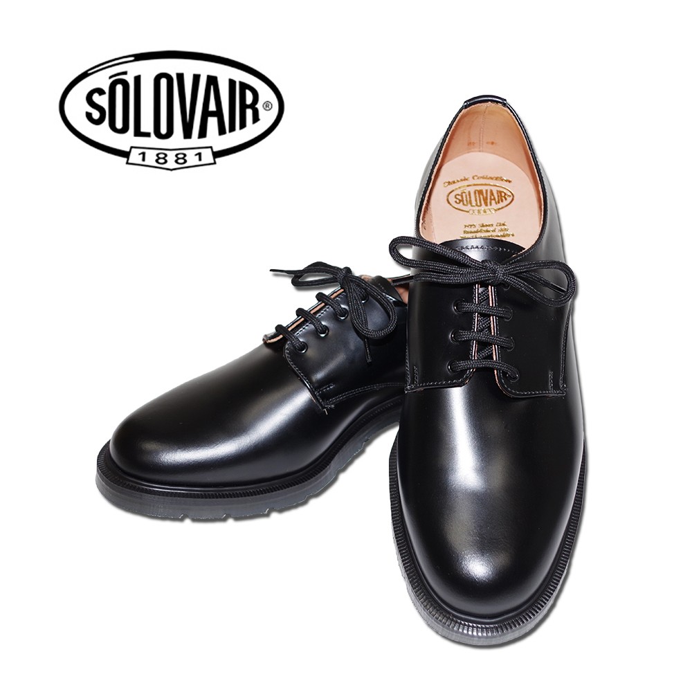 【再入荷】SOLOVAIR ソロベアー プレーントゥシューズ　ブラック　4EYE SHOE BLACK メンズシューズ 革靴 カジュアル ビジネス  紳士靴