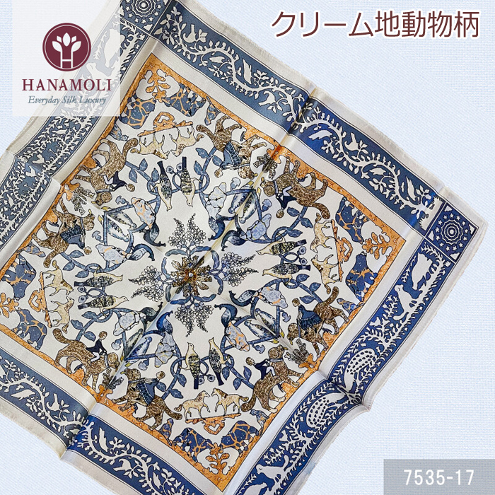 サテンプチスカーフ HANAMOLI[7535] シルク100% 絹 紫外線対策 シルク 