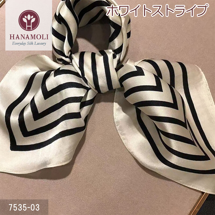 サテンプチスカーフ HANAMOLI[7535] シルク100% 絹 紫外線対策 シルク