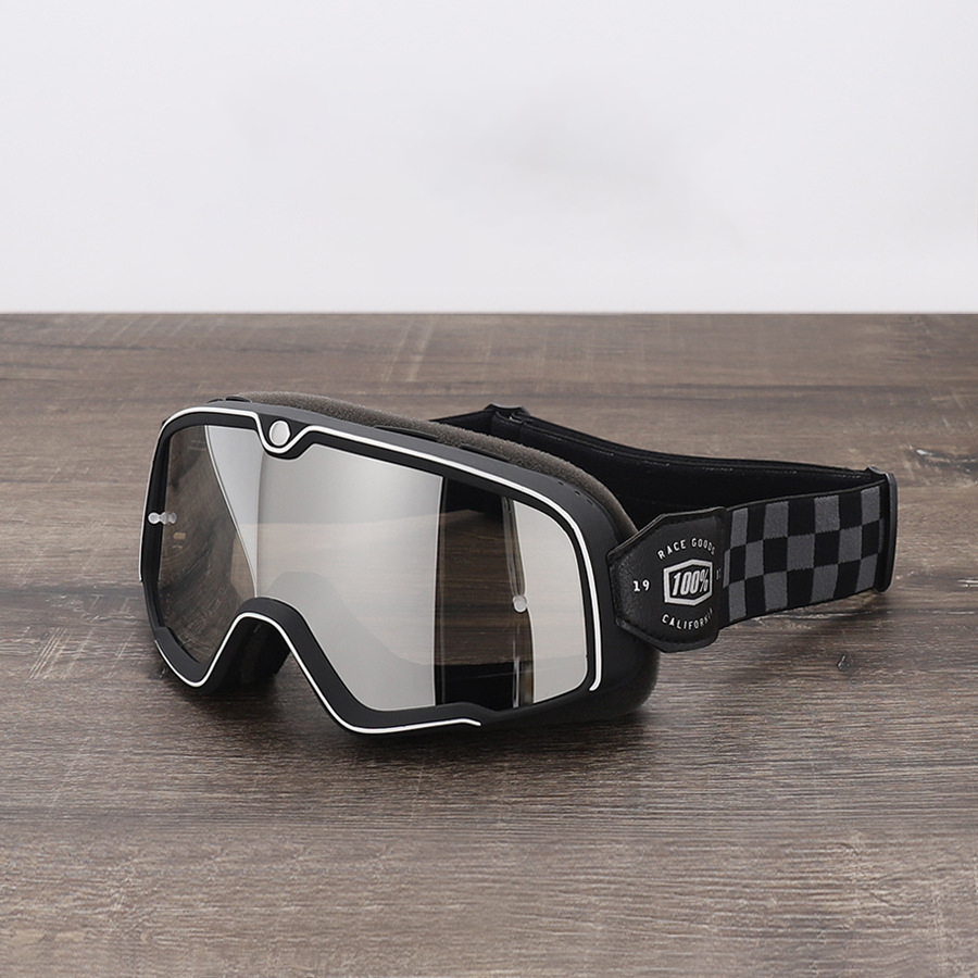 バイク ゴーグル レトロ メガネ対応 眼鏡 100% ミラーレンズ モトクロス ハーレー スノーボード