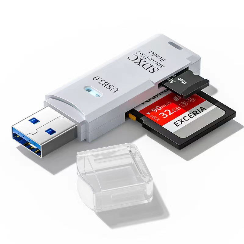 SDカードリーダー USB3.0 高速 2in1 SD SDHC SDXC microSD マルチカードリーダー ライター | Side3 | 02