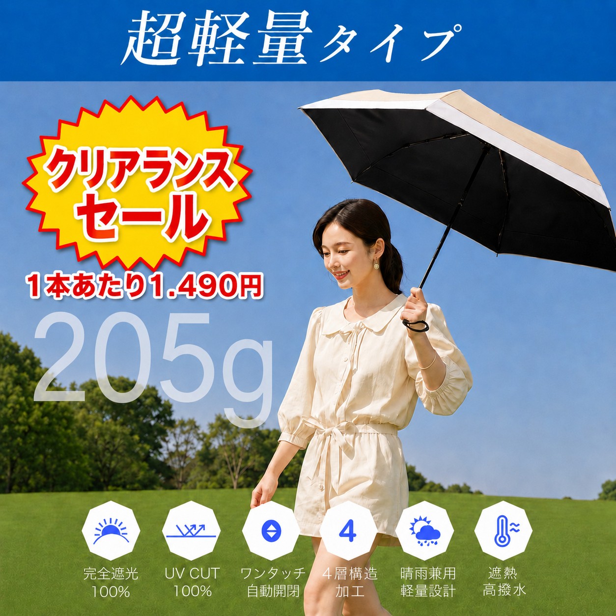 CICIBELLA 2本セット 日傘 晴雨兼用 シシベラ 折りたたみ 完全遮光