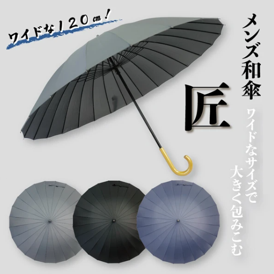 【選べる2本セット】メンズ和傘　匠　JK-145 24本骨 大きめ 和傘　お出かけ　ビジネス　和風　梅雨　メンズ　プレゼント　傘以外の商品との同梱不可　 |  | 01