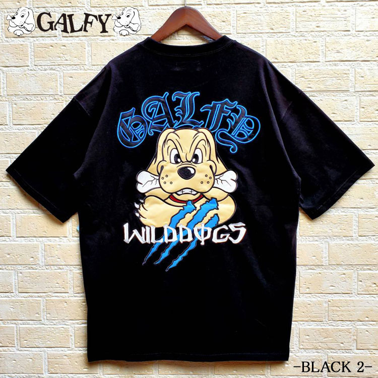 GALFY オーバーサイズ 半袖 Tシャツ WILDDOGS 刺しゅう ガルフィー