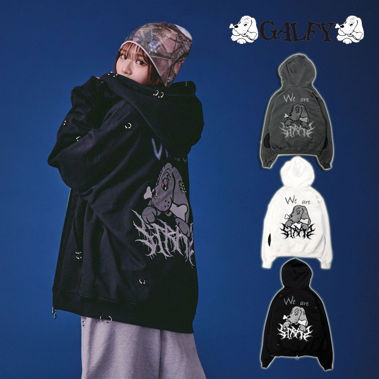 GALFY（ガルフィー） バチバチピアスパーカー 長袖 裏毛 スウェット